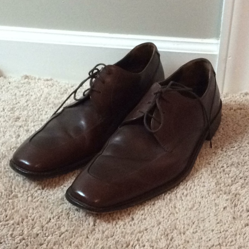 Calvin Klein “BECKET” brown leather oxfords